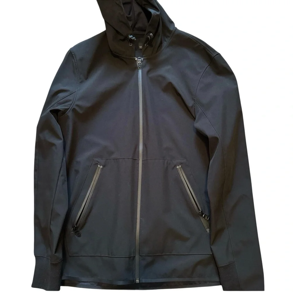 Banana Republic Classic Men's Black Zip Up Hooded Raincoat, Size M - Picture 4 of 11